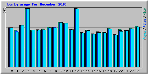 Hourly usage for December 2016